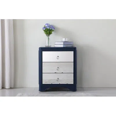 Prestige Cosmo  3 - Drawer Mirrored Accent Chest In Blue