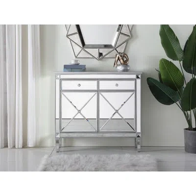 Prestige Sparks 2 Door Mirrored Accent Cabinet In Silver