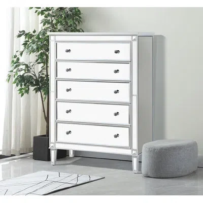 Prestige Sparks 5 - Drawer 36'' W Chest In Mirrored,antique White