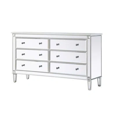 Prestige Sparks 6 - Drawer 60" W Double Dresser In Mirrored,antique White