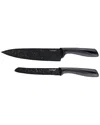 Prestige Stone Quartz Nonstick Knife 2pc Set In Black