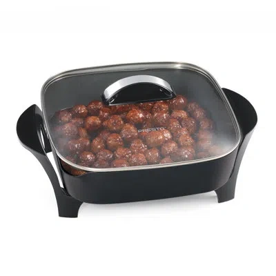 Presto 12" Electric Skillet With Glass Lid In Matte Black