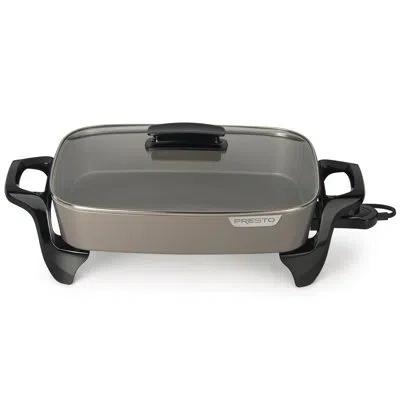 Presto Electric Skillet With Glass Lid, Nonstick Multi-cooker, 16 Inch, Gray
