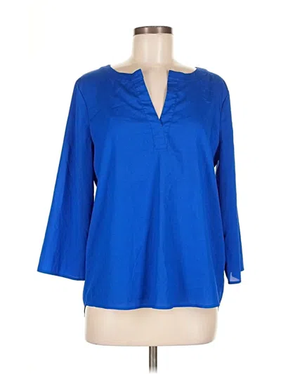 Pre-owned Preston & York 3/4 Sleeve Blouse In Blue