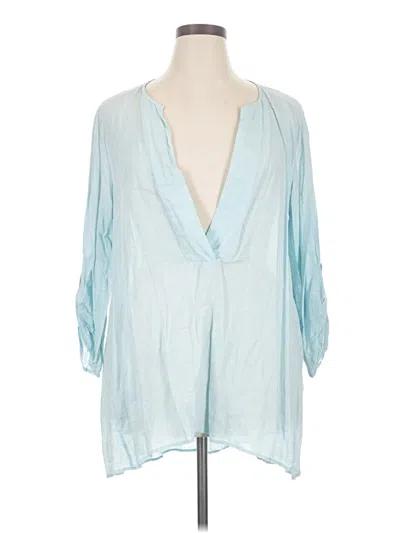 Pre-owned Preston & York 3/4 Sleeve Blouse In Blue