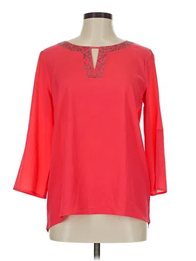 Pre-owned Preston & York 3/4 Sleeve Top Red Keyhole Neckline Tops