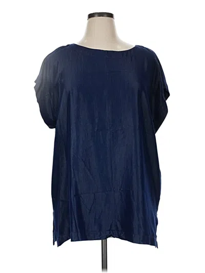 Pre-owned Preston & York Short Sleeve Blouse In Blue