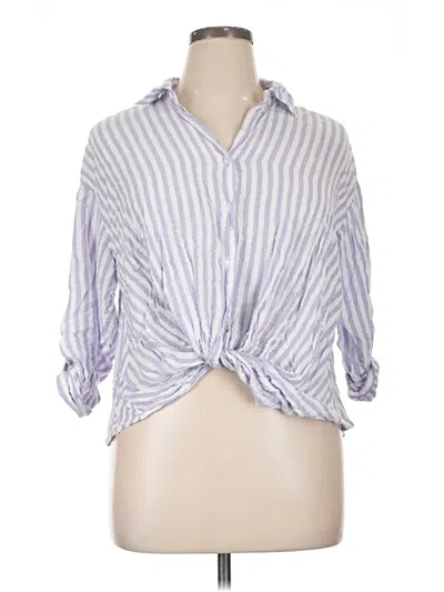 Pre-owned Preswick & Moore 3/4 Sleeve Button Down Shirt In Purple