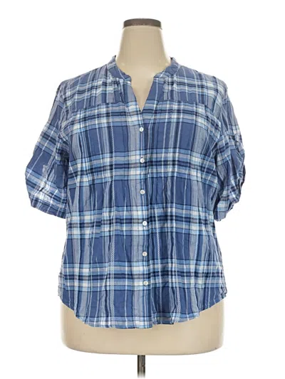 Pre-owned Preswick & Moore Short Sleeve Blouse In Blue