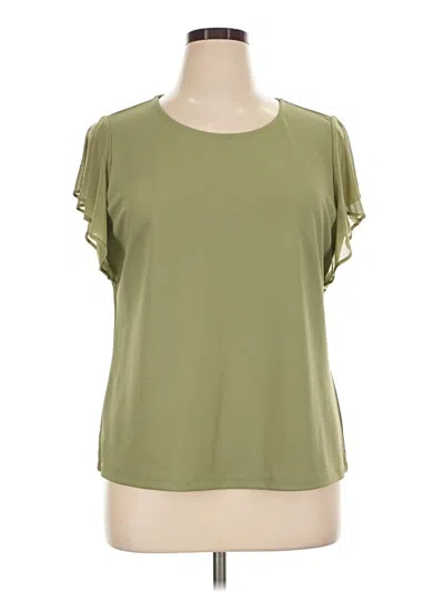 Pre-owned Preswick & Moore Short Sleeve Top Green Cold Shoulder Neckline Tops