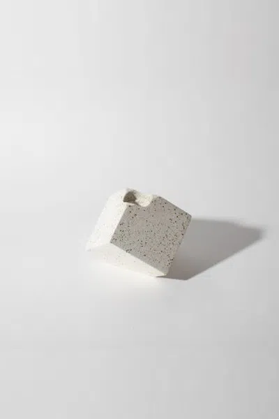 Pretti.cool Cube Candlestick Holder In White Terrazzo