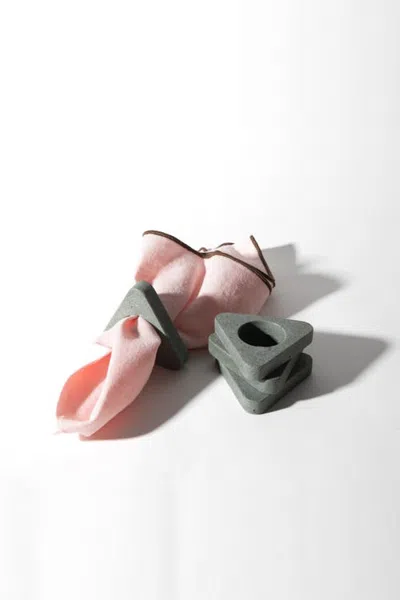 Pretti.cool Napkin Ring Set In Dark Green Terrazzo