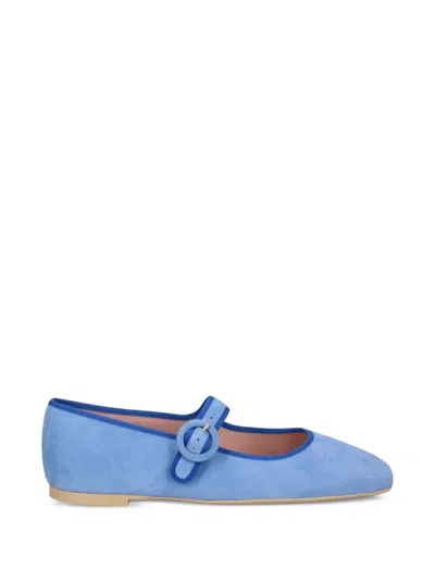 Pretty Ballerinas Camille Buckle Strap Ballet Flats In Blue