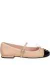 Pretty Ballerinas Irma Cap-toe Bow Ballet Flats In Neutral