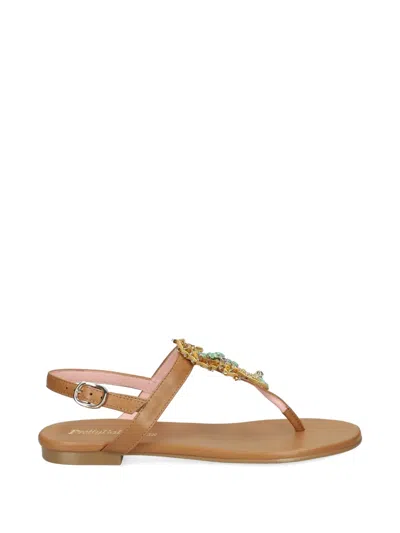 Pretty Ballerinas Judy Embellished Sandals In Brown