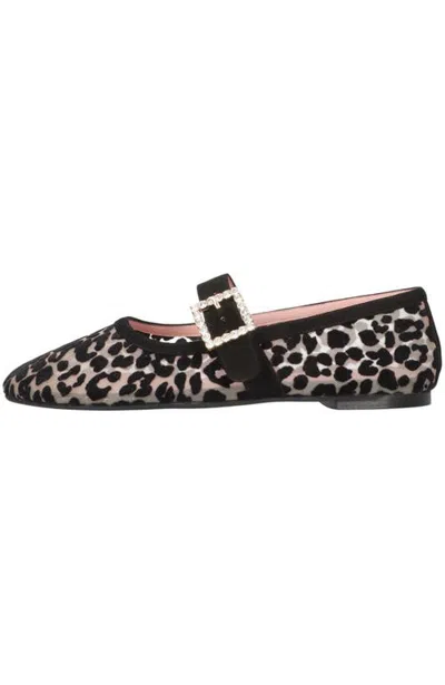 Pretty Ballerinas Leopard Mesh Crystal Buckle Ballet Flat In Animal Print