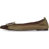 Pretty Ballerinas Pointed Toe Elasticated Ballet Flat In Brown