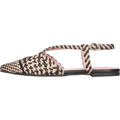Pretty Ballerinas Pointed Toe Woven Sling Back In Black