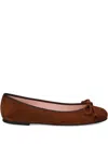 Pretty Ballerinas Rosario Bow-detail Suede Ballet Flats In Brown