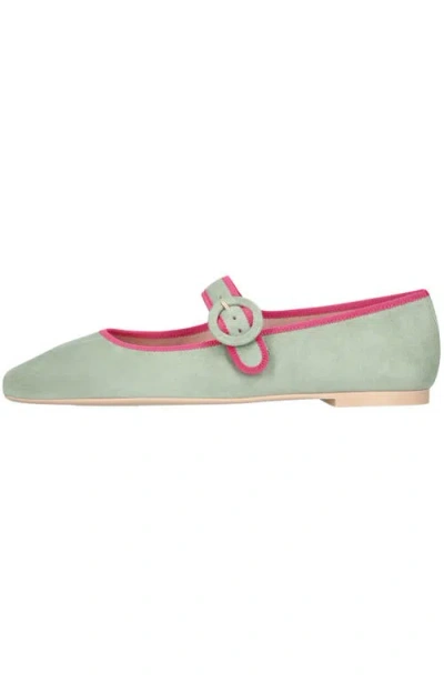 Pretty Ballerinas Square Toe Suede Mary Jane In Green