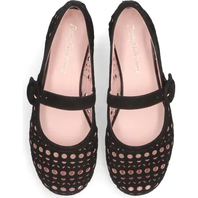 Pretty Ballerinas Suede Die Cut Mary Jane In Black