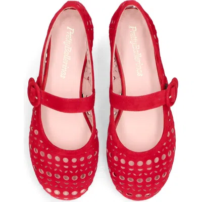 Pretty Ballerinas Suede Die Cut Mary Jane In Red