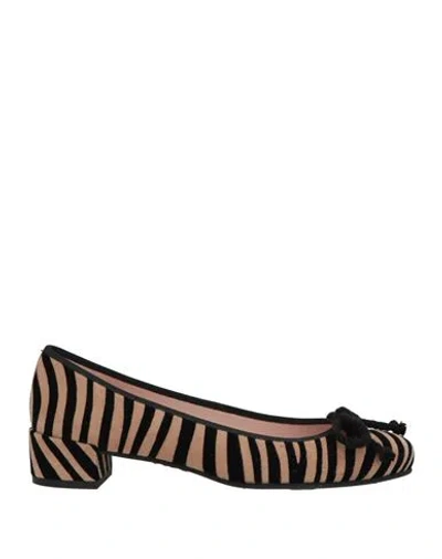 Pretty Ballerinas Woman Ballet Flats Blush Size 7 Leather In Animal Print