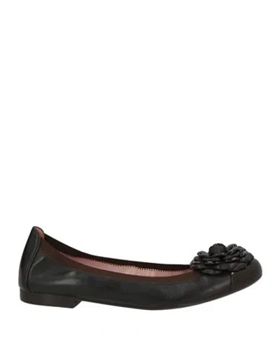 Pretty Ballerinas Woman Ballet Flats Brown Size 7 Leather In Black