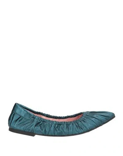 Pretty Ballerinas Woman Ballet Flats Deep Teal Size 7 Soft Leather In Green