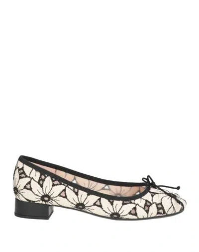 Pretty Ballerinas Woman Ballet Flats Ivory Size 10 Textile Fibers In Black