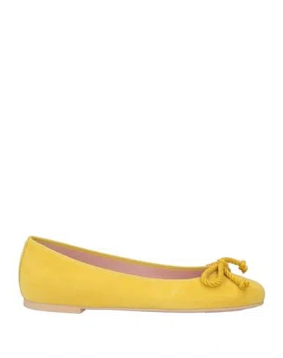 Pretty Ballerinas Woman Ballet Flats Pastel Yellow Size 6 Leather, Textile Fibers