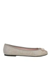Pretty Ballerinas Woman Ballet Flats Platinum Size 11 Textile Fibers In Gray