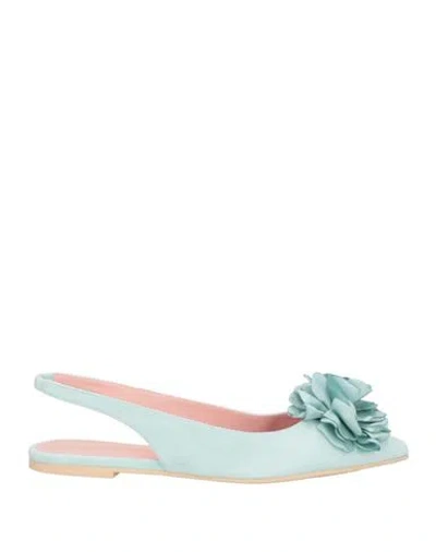 Pretty Ballerinas Woman Ballet Flats Sky Blue Size 8 Leather