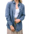 Pretty Bash Denim Button Up Jacket In Sky Blue