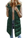 Pretty Bash Gloria Zip Up Quilted Long Vest Coat In Green In Green