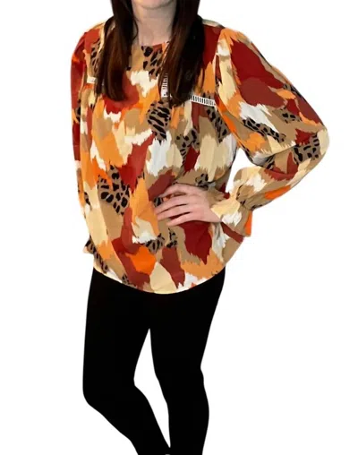 Pretty Bash Long Sleeve Blouse In Brown