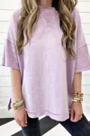 Pretty Bash Mineral Wash Drop Shoulder Tee In Lilac In Pink