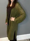 Pretty Bash Open Front Cardigan In Moss Green