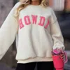 Pretty Bash Sherpa Howdy Patched Pullover In White In White