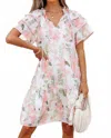 Pretty Bash Swept Off My Feet Flutter Sleeve Floral Dress In Pink In Pink