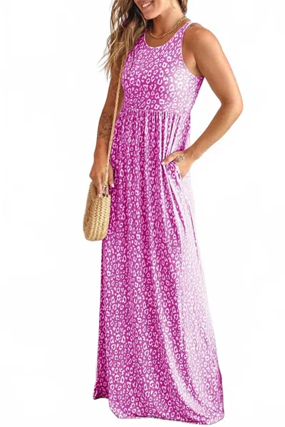 Pretty Bash Women's Pocketed Sleeveless Maxi Dress In Rose In Purple