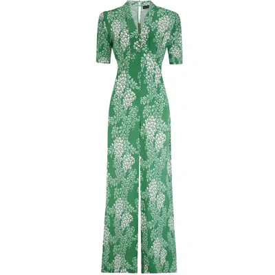 Pretty Eccentric Women's Alana Jumpsuit In Green Wisteria Print
