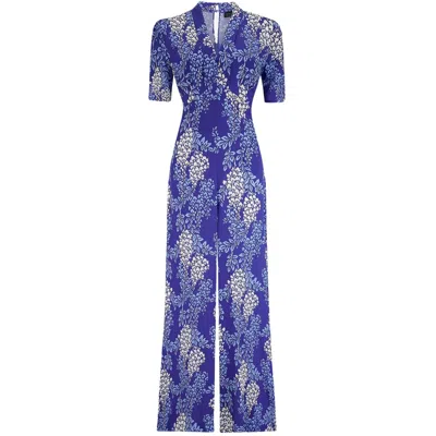 Pretty Eccentric Women's Alana Jumpsuit In Purple Wisteria Print In Blue