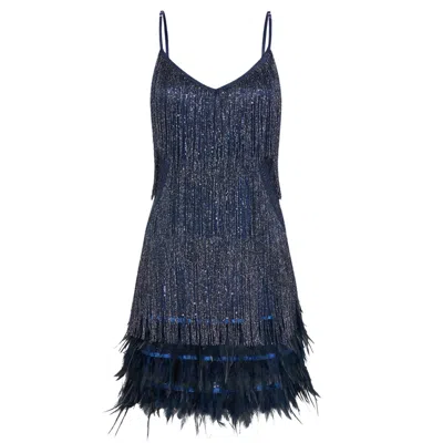 Pretty Eccentric Women's Blue Hundred Watt Tassel Dress In Navy