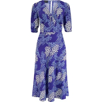 Pretty Eccentric Women's Capability Tea Dress Purple In Wisteria Print In Blue