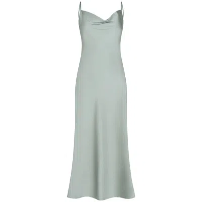 Pretty Eccentric Women's Green Aurelia Sage Satin Slip Dress In Blue