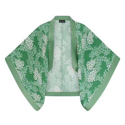 Pretty Eccentric Women's Kimono Shrug In Green Wisteria Print