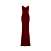 Pretty Eccentric Women's Siren Maxi Dress In Red Silk Velvet In Red