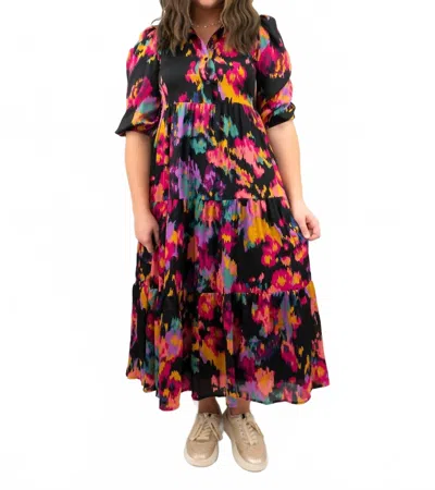 Pretty Follies Abstract Printed Midi Shirt Dress In Multi