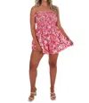 Pretty Follies Floral Whimsy Romper In Pink In Gold